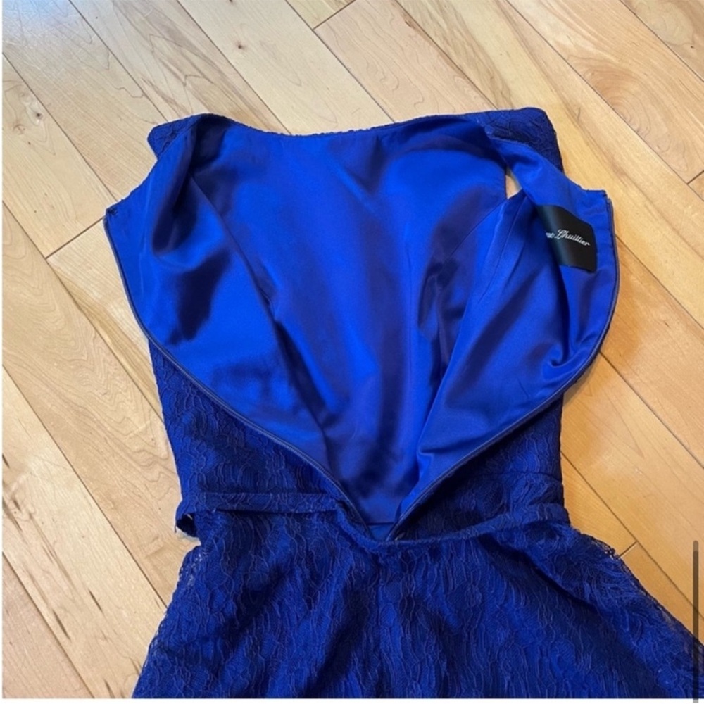 Monique Lhuillier sleeveless blue lace overlay dress size six (6) - Picture 9 of 10